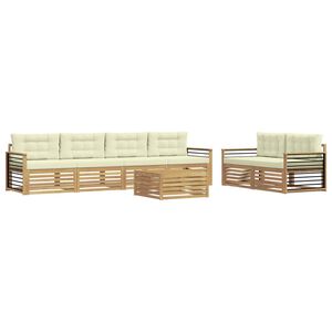 vidaXL Set de canapele de exterior 7 pcs Alb și crem Poliester