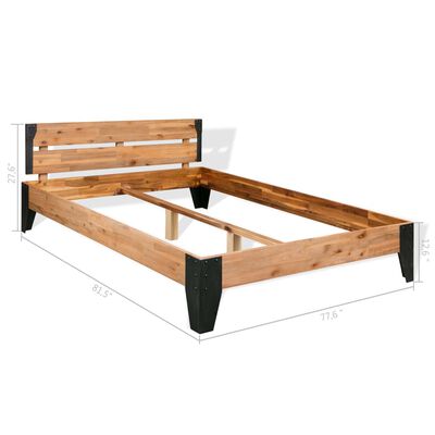 vidaXL Cadru de pat, 193x203 cm, lemn masiv de acacia & oțel