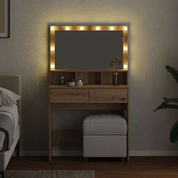 vidaXL Masă de Machiaj cu sertar Stejar Artizanal 80 x 41 x 134,5 cm