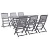 vidaXL Set mobilier de grădină, 7 piese, gri, lemn masiv de acacia