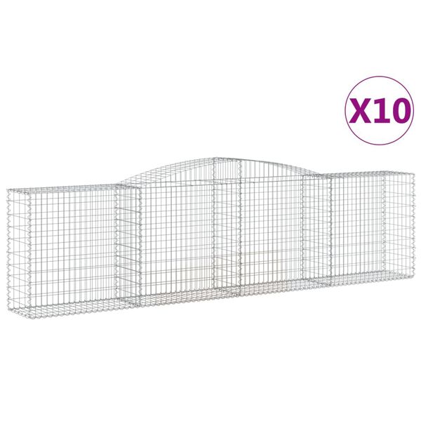 vidaXL Coșuri gabion arcuite 10 buc, 400x50x100/120 cm fier galvanizat
