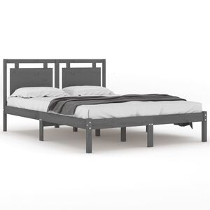vidaXL Cadru de pat, gri, 200x200 cm, lemn masiv