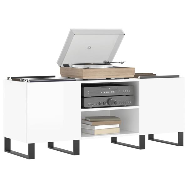 vidaXL Dulapuri pentru discuri alb lucios 121x38x48 cm, lemn prelucrat