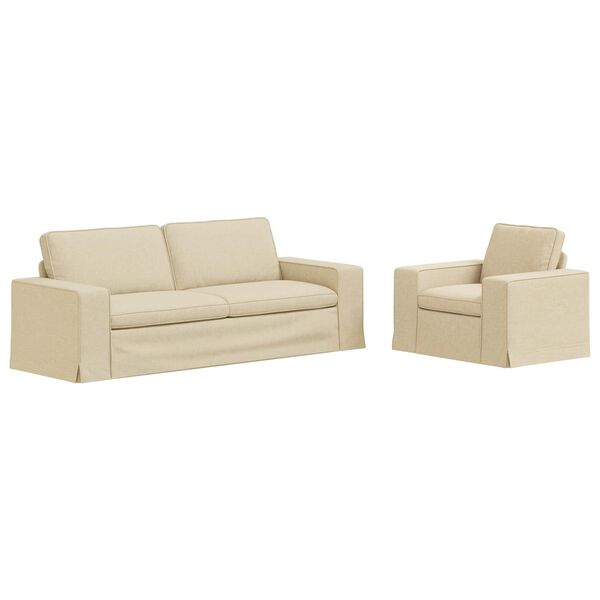 vidaXL Set de canapea 2 pcs Crem 182 x 80 x 82 cm țesătură