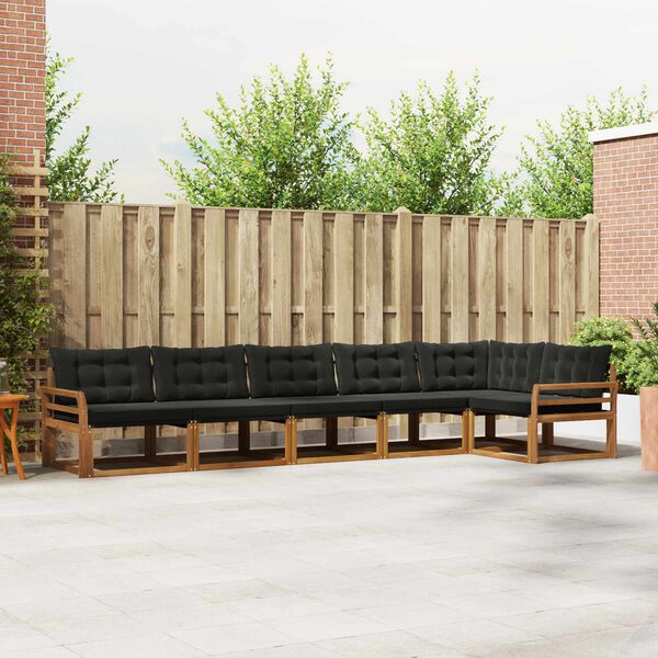 vidaXL Set de canapele de exterior cu pernă 6 pcs Natural și Negru