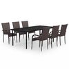 vidaXL Set mobilier de grădină, 7 piese, maro și negru
