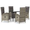 vidaXL Set mobilier grădină cu perne, 5 piese, negru și gri, poliratan