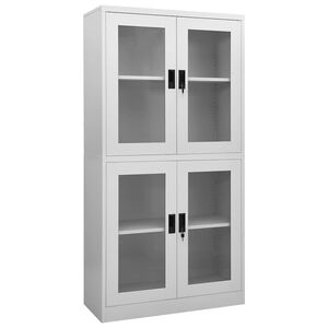 vidaXL Dulap de birou gri deschis 90x40x180 cm oțel/sticlă securizată
