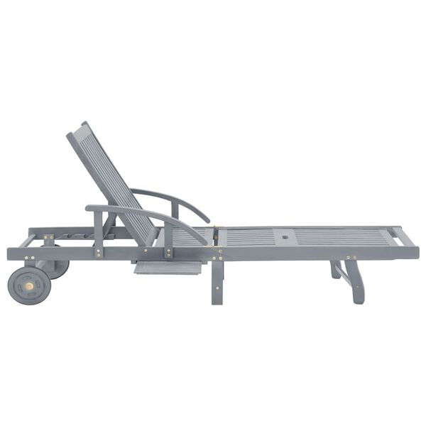 vidaXL Șezlong de grădină, gri, lemn masiv de acacia