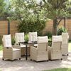 vidaXL Set de masă pentru grădină cu pernă 7 pcs Bej poliratan