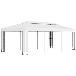 vidaXL Pavilion cu acoperiș dublu, alb, 3 x 6 m