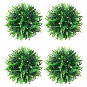 vidaXL Mingi artificiale din lemn de cimiș cu lumini LED 2 buc Verde