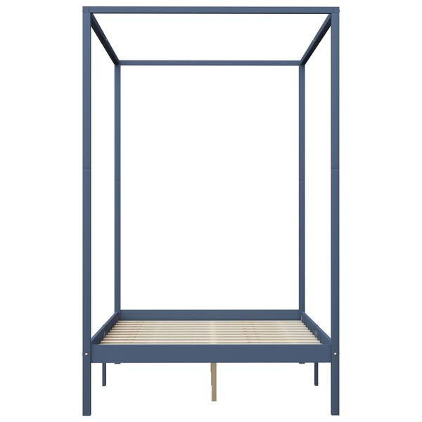 vidaXL Cadru pat baldachin, 4 sertare, gri, 140x200 cm, lemn masiv pin