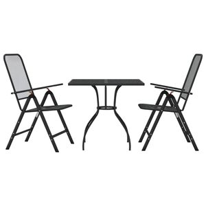 vidaXL Set de masă pentru grădină, 3 piese, plasă metalică antracit