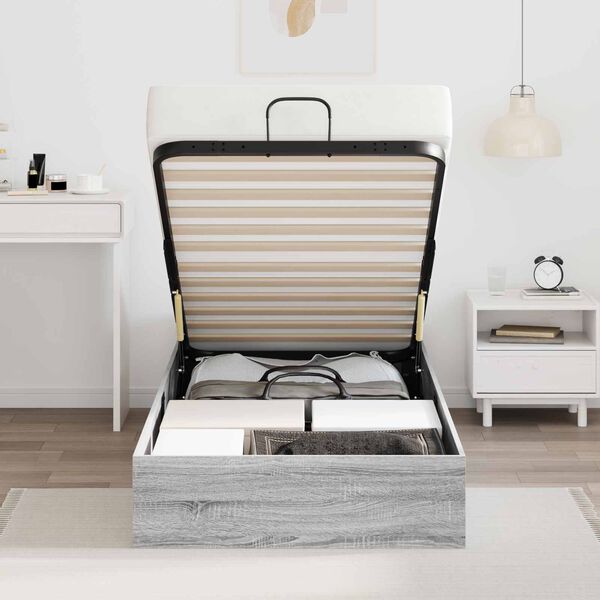 vidaXL Cadru de pat otoman Gri Sonoma 193 x 120 x 25 cm PAL