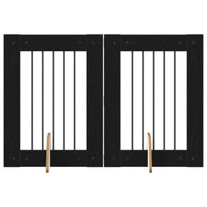vidaXL Poartă pentru c&acirc;ini cu suporturi 2 pcs Stejar Negru 60 x 80 cm