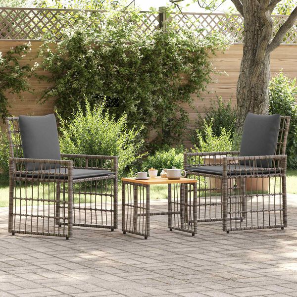 vidaXL Set de Mobilier pentru Exterior 3 pcs Negru și Gri &icirc;nchis