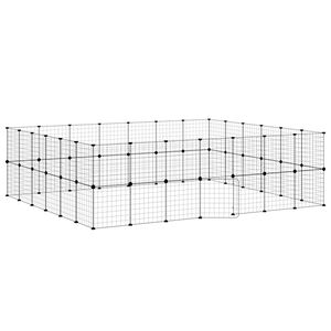 vidaXL Cușcă animale de companie cu ușă 52 panouri negru 35x35 cm oțel