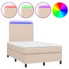 vidaXL Pat cu arcuri, cu saltea și LED, cappuccino 120x200cm piele eco