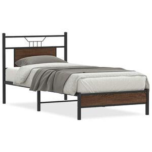 vidaXL Cadru pat fără saltea, stejar maro 75x190 cm lemn prelucrat