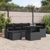vidaXL Set de canapele pentru grădină cu pernă 7 pcs Negru Rattan poli