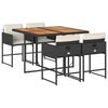 vidaXL Set mobilier de grădină cu perne, 5 piese, negru, poliratan