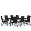 vidaXL Set mobilier de grădină, 9 piese, negru
