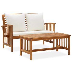 vidaXL Set mobilier de grădină cu perne, 2 piese, lemn masiv de acacia