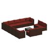 vidaXL Set mobilier de grădină cu perne, 14 piese, maro, poliratan