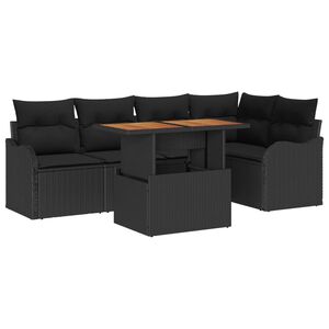 vidaXL Set de canapele pentru grădină 6 pcs Negru Rattan poli