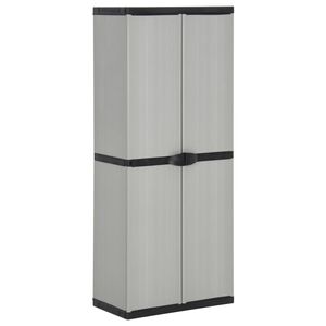 vidaXL Dulap depozitare de grădină, 3 rafturi, gri/negru, 68x40x168 cm
