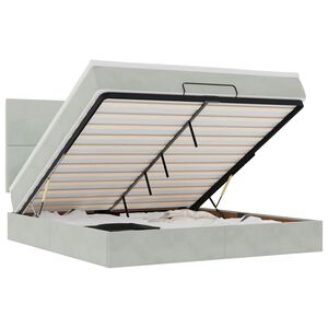 vidaXL Cadru de pat otoman cu saltele Gri deschis 160x200cm catifea