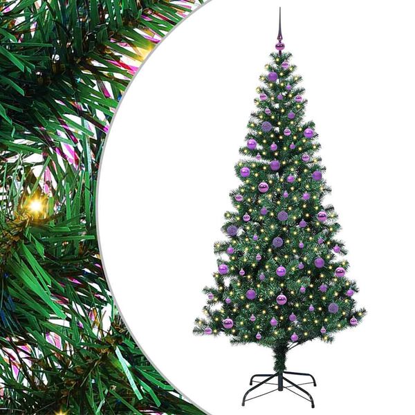 vidaXL Pom de Crăciun artificial pre-iluminat cu 300 LED Verde 210 cm
