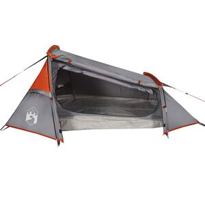 vidaXL Cort de camping tunel 2 persoane, gri/portocaliu, impermeabil