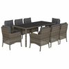 vidaXL Set mobilier grădină cu perne, 9 piese, gri, poliratan