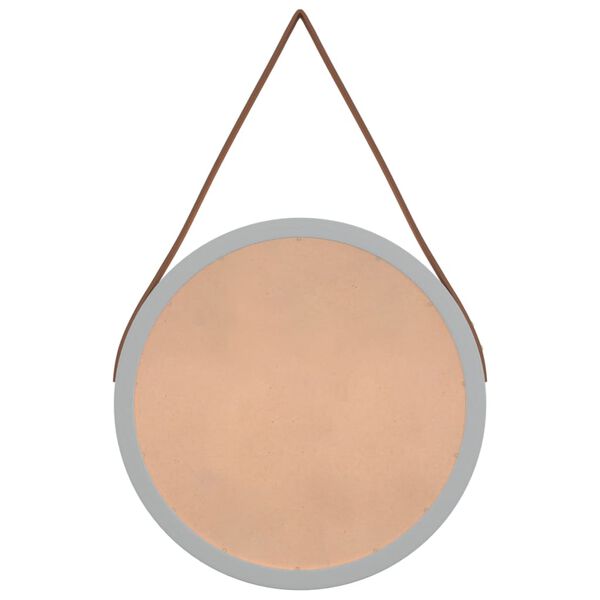 vidaXL Oglindă de perete cu o curea, argintiu, &Oslash; 35 cm