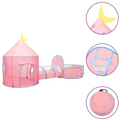 vidaXL Cort de joacă pentru copii, roz, 301x120x128 cm