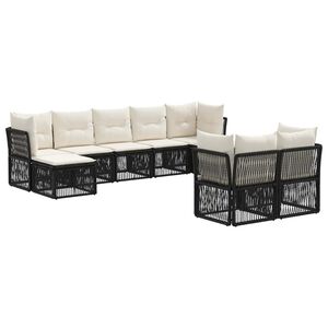 vidaXL Set de canapele pentru grădină 9 buc. Negru poliratan