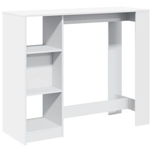 vidaXL Masă de bar cu raft, alb, 124x46x103,5 cm, lemn prelucrat