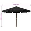 vidaXL Umbrelă de soare de exterior, st&acirc;lp din lemn, negru, 330 cm