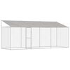 vidaXL Cușcă pentru c&acirc;ini cu acoperiș Argintiu 600 x 200 x 256 cm