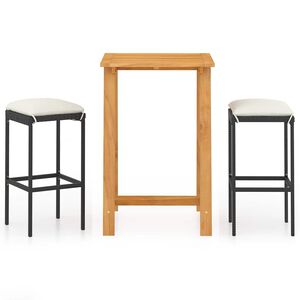 vidaXL Set mobilier bar de grădină cu perne, 3 piese, negru