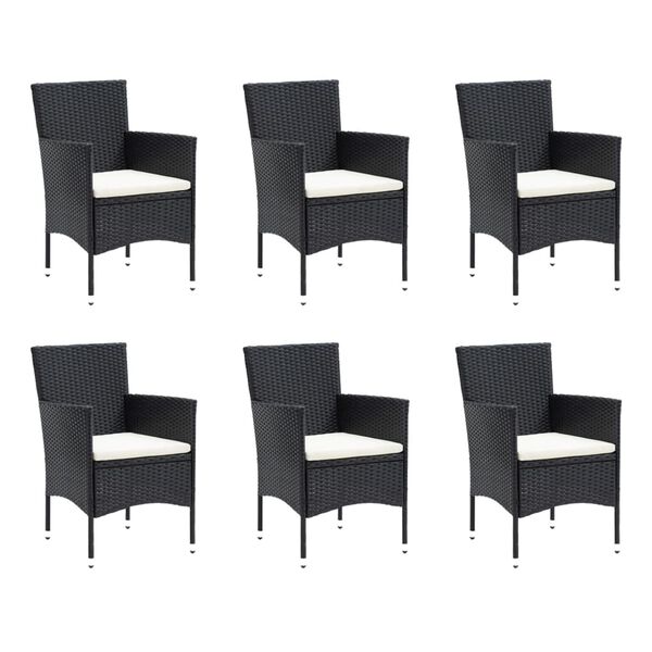 vidaXL Set mobilier de grădină cu perne, 7 piese, negru, poliratan