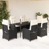 vidaXL Set mobilier de grădină cu perne, 7 piese, negru, poliratan