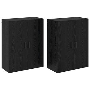 vidaXL Dulap montat pe perete 2 pcs Stejar Negru 69,5 x 34 x 90 cm