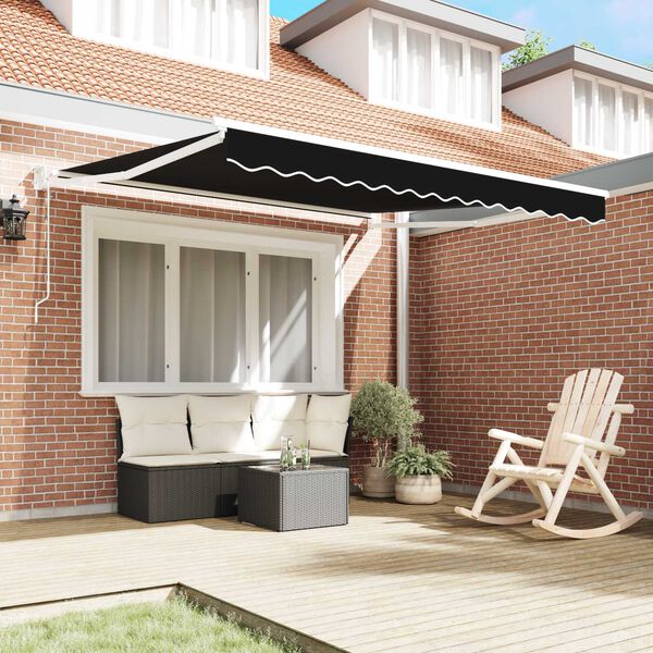 vidaXL Cortina Retractabilă Negru 350 x 250 cm țesătură