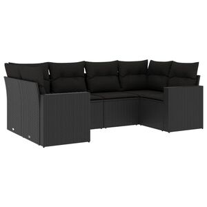vidaXL Set mobilier de grădină cu perne, 6 piese, negru, poliratan
