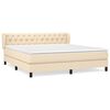 vidaXL Pat box spring cu saltea, crem, 160x200 cm, material textil