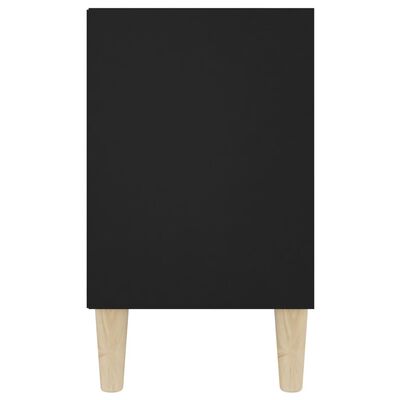 vidaXL Comodă TV, picioare lemn masiv, negru, 103,5x30x50 cm