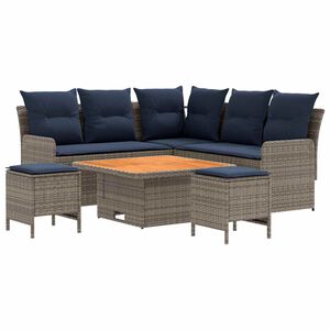 vidaXL Seturi de mobilier 6 pcs Gri și albastru marin Ratan PE